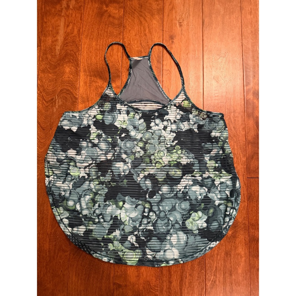 Under Armour Tank Top Womens Large Blue Green HeatGear Racerback Running Yoga
